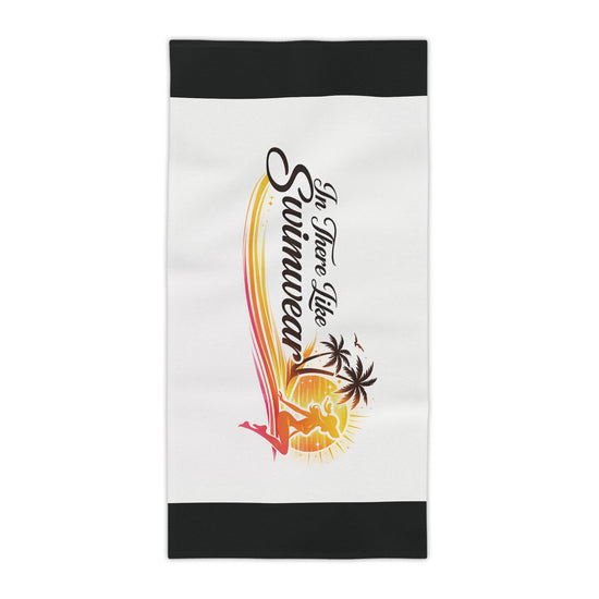 Beach Towel — "In There Like Swimwear" Retro Palm Surf Design