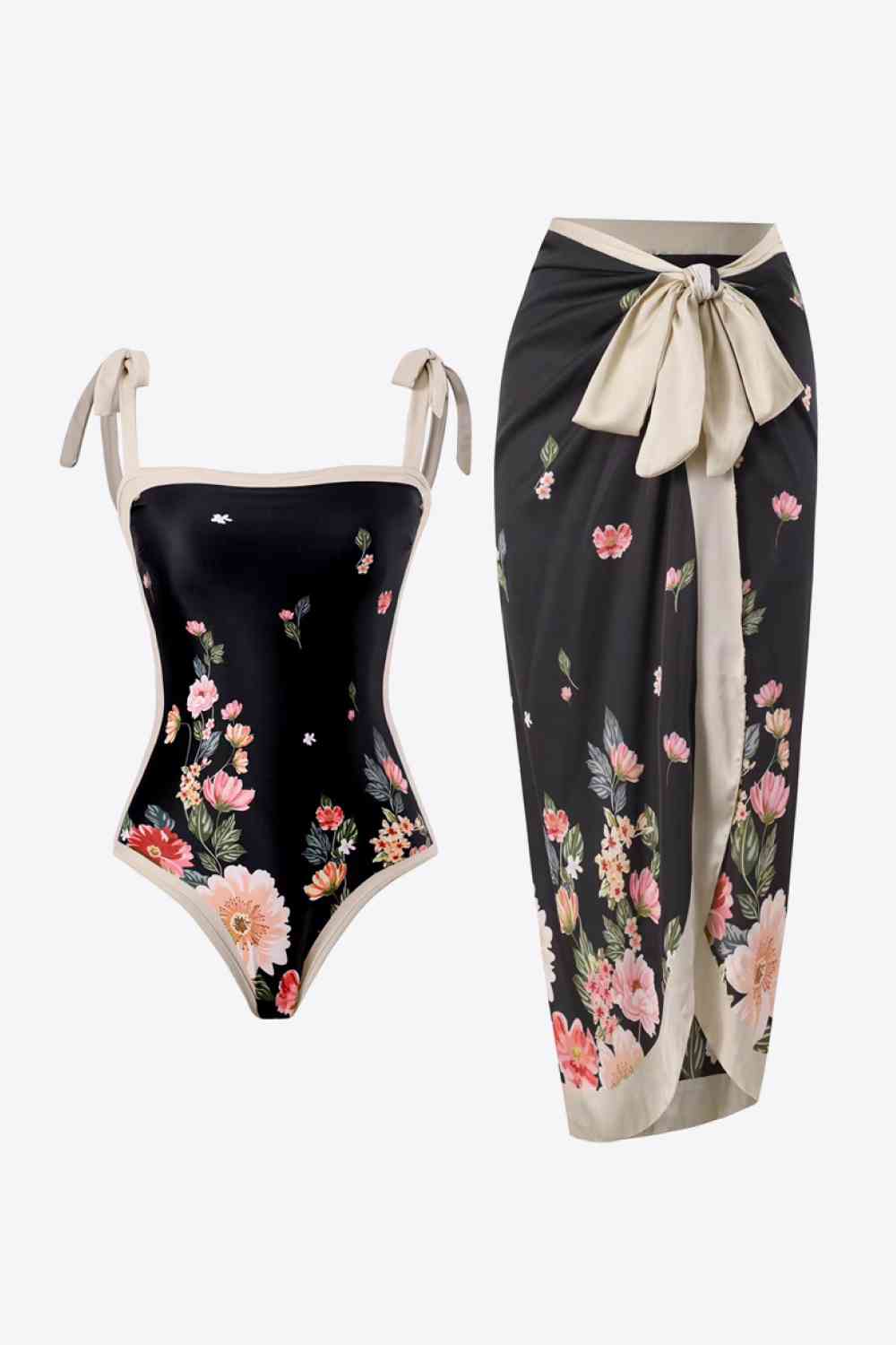 Floral Tie-Shoulder Two-Piece Swim Set – In There Like Swimwear ITLSW