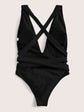 Halter Neck Deep V Tied One-Piece Swimsuit