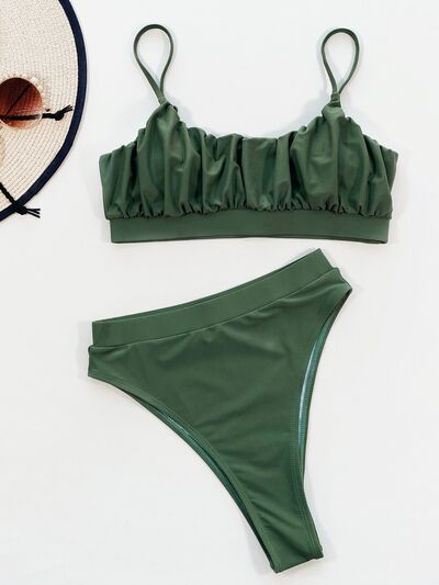 Tied Printed Cap Sleeve Two-Piece Swim Set
