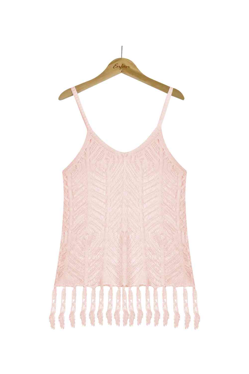 Openwork Fringe Hem Sleeveless Cover Up