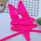 Halter Neck Deep V Tied One-Piece Swimsuit