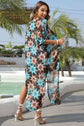 Floral Slit Half Sleeve Cover-Up