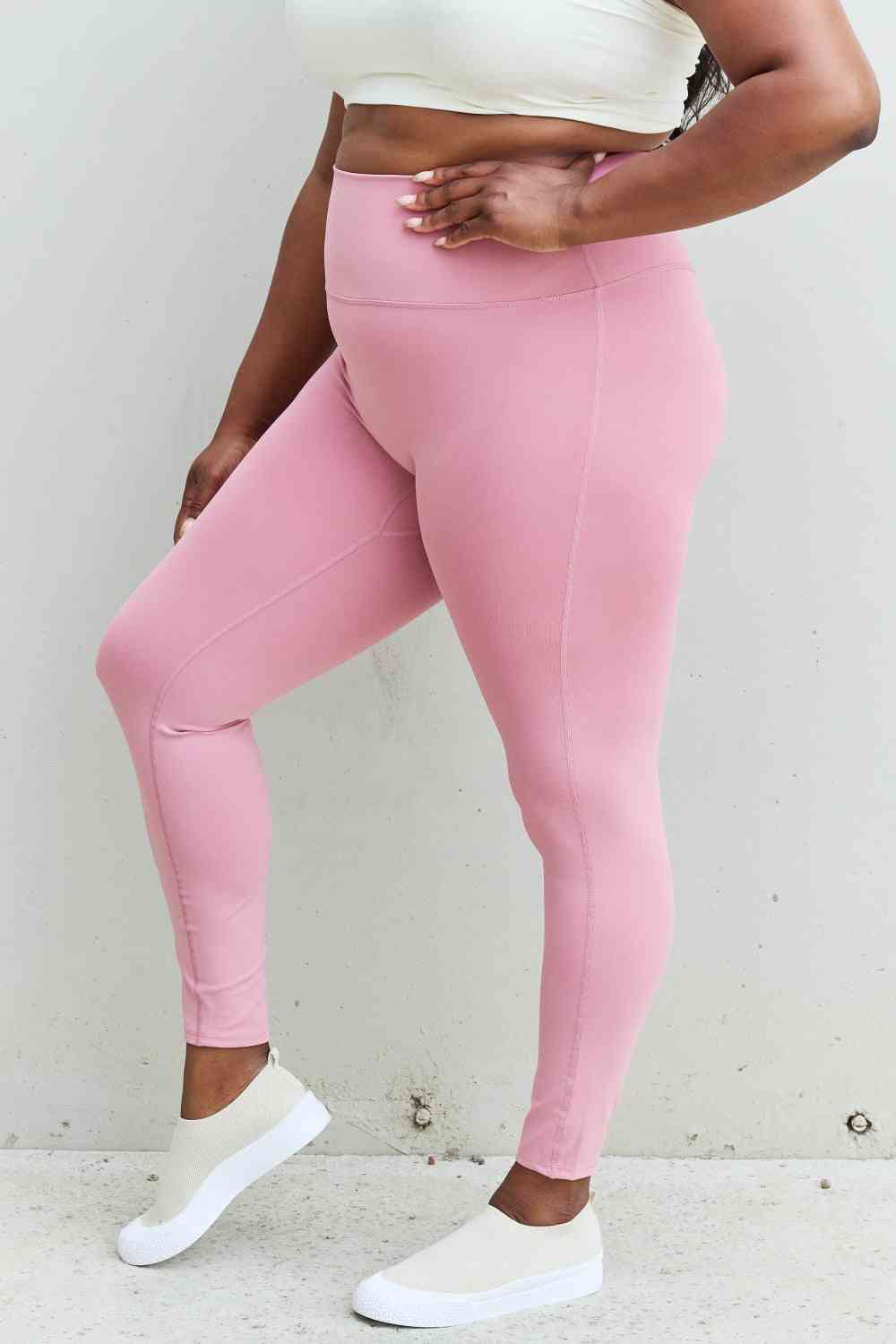 Zenana Fit For You Full Size High Waist Active Leggings in Light Rose