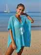 Openwork Flower V-Neck Short Sleeve Cover Up